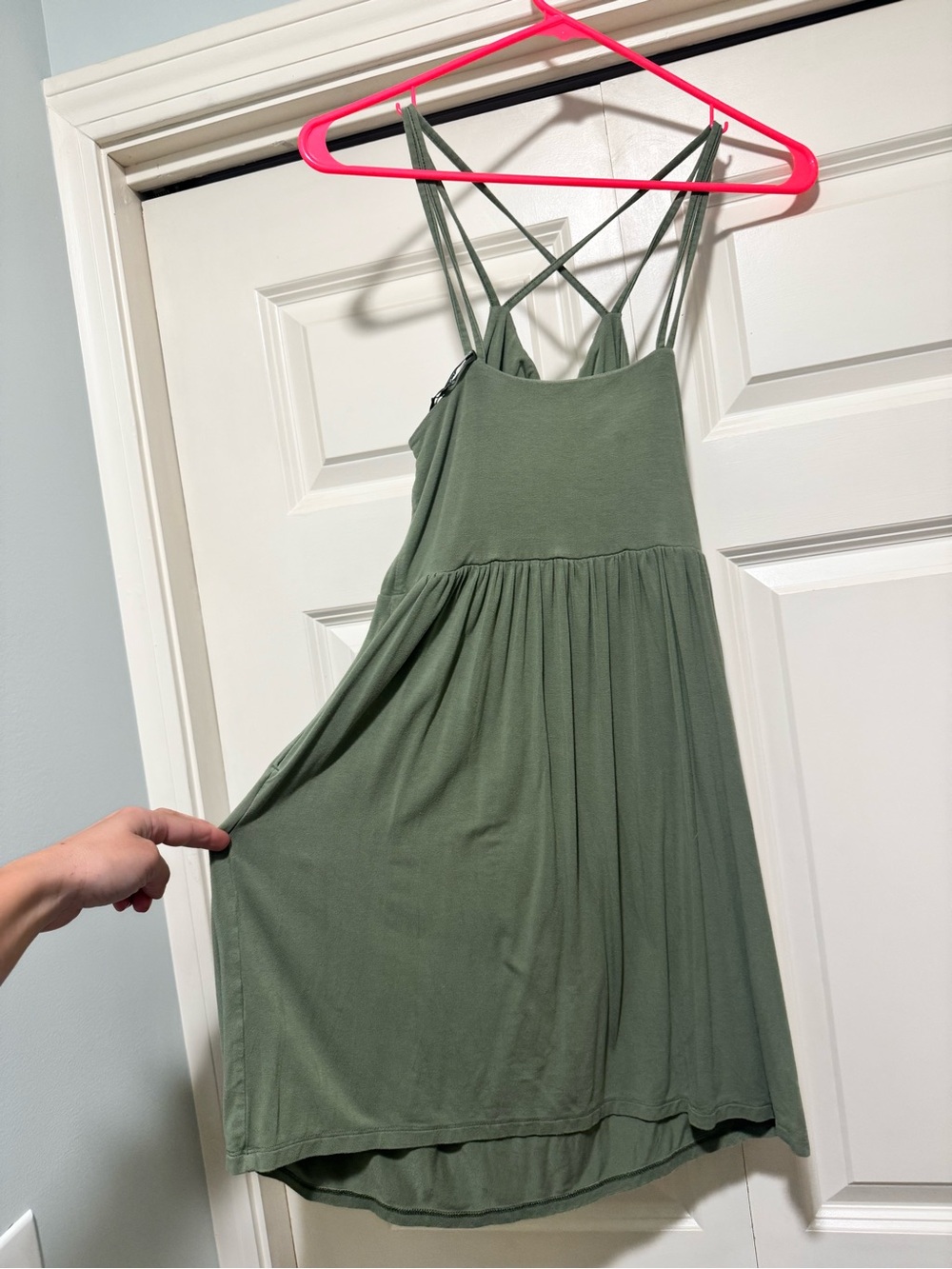 Old Navy Olive Green Strappy Crossback Mini Dress